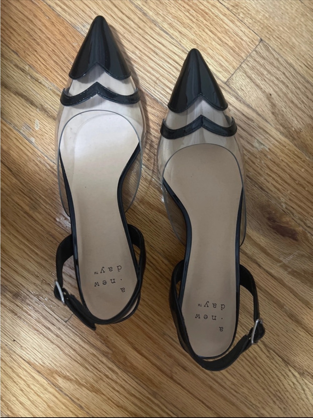 Heart shape slingback kitten heels
